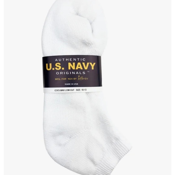 NWT Authentic U.S. Navy Mens Sport Cushion Socks Crew cotton 4 PK white - Picture 1 of 6